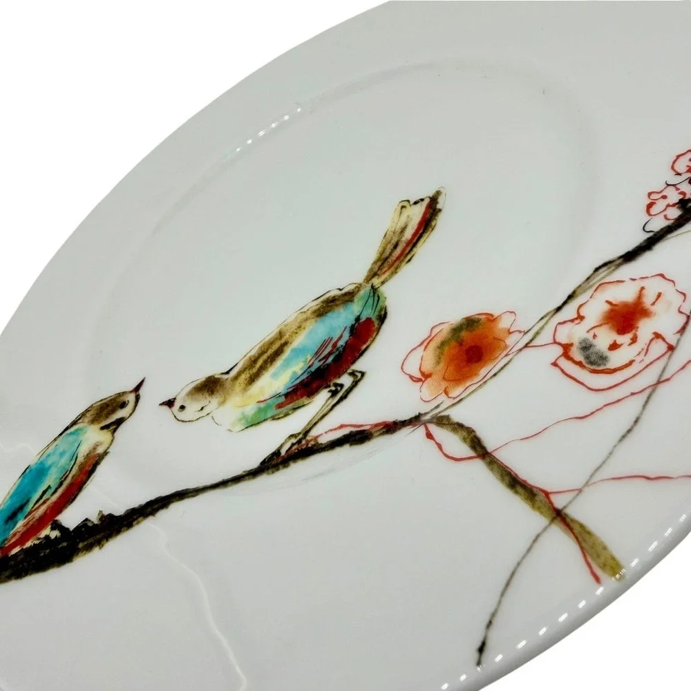 Lenox Chirp Accent Plate 9 Inch‎ Fine Bone China Bird Floral White